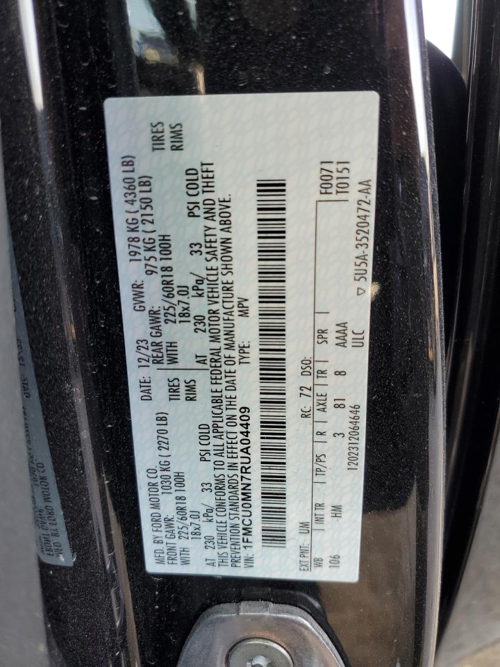 2024 FORD ESCAPE ST LINE VIN:1FMCU0MN7RUA04409
