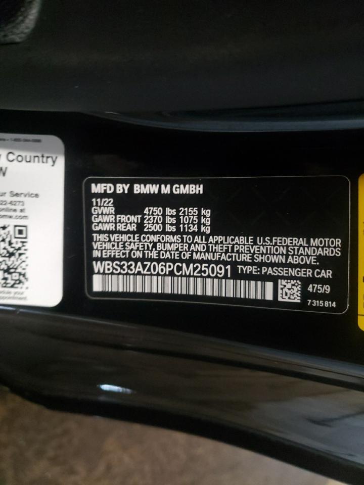 2023 BMW M4 COMPETITION VIN:WBS33AZ06PCM25091