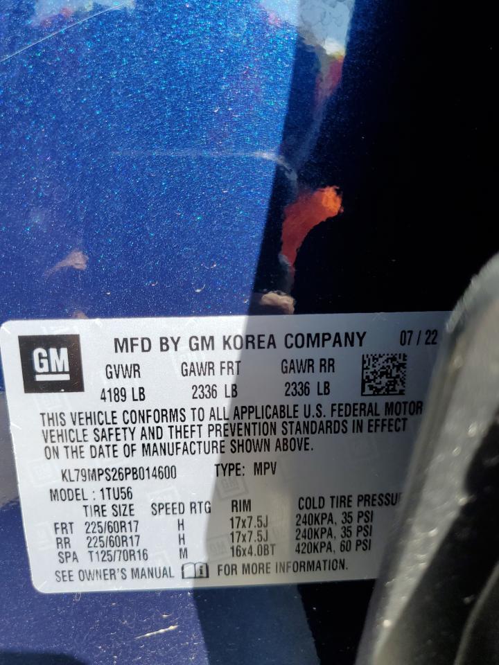 2023 CHEVROLET TRAILBLAZER LT VIN:KL79MPS26PB014600