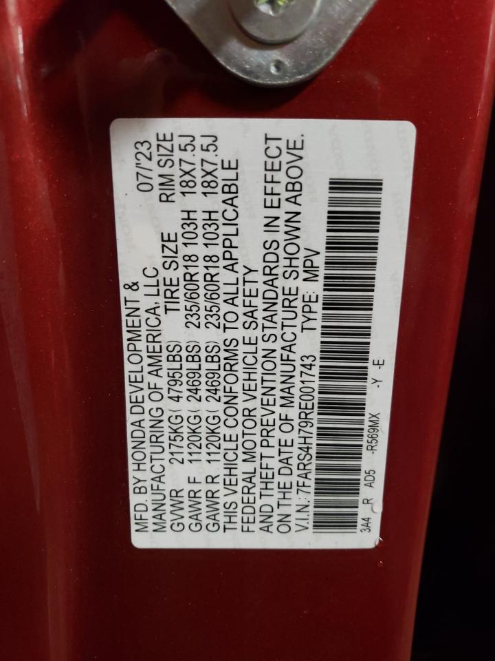 2024 HONDA CR-V EXL VIN:7FARS4H79RE001743