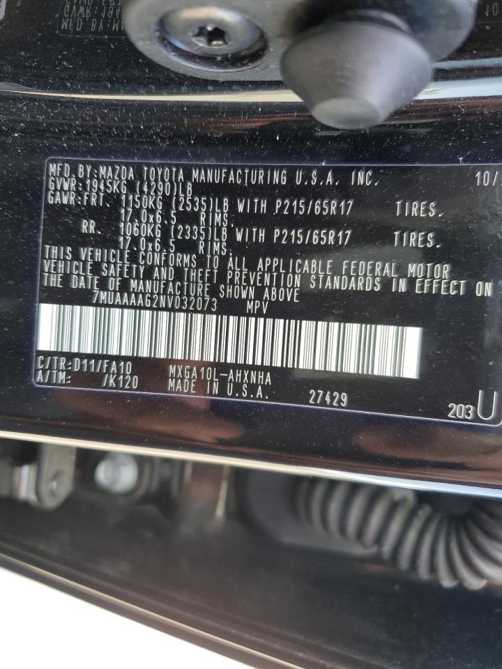 2022 TOYOTA COROLLA CROSS L VIN:7MUAAAAG2NV032073