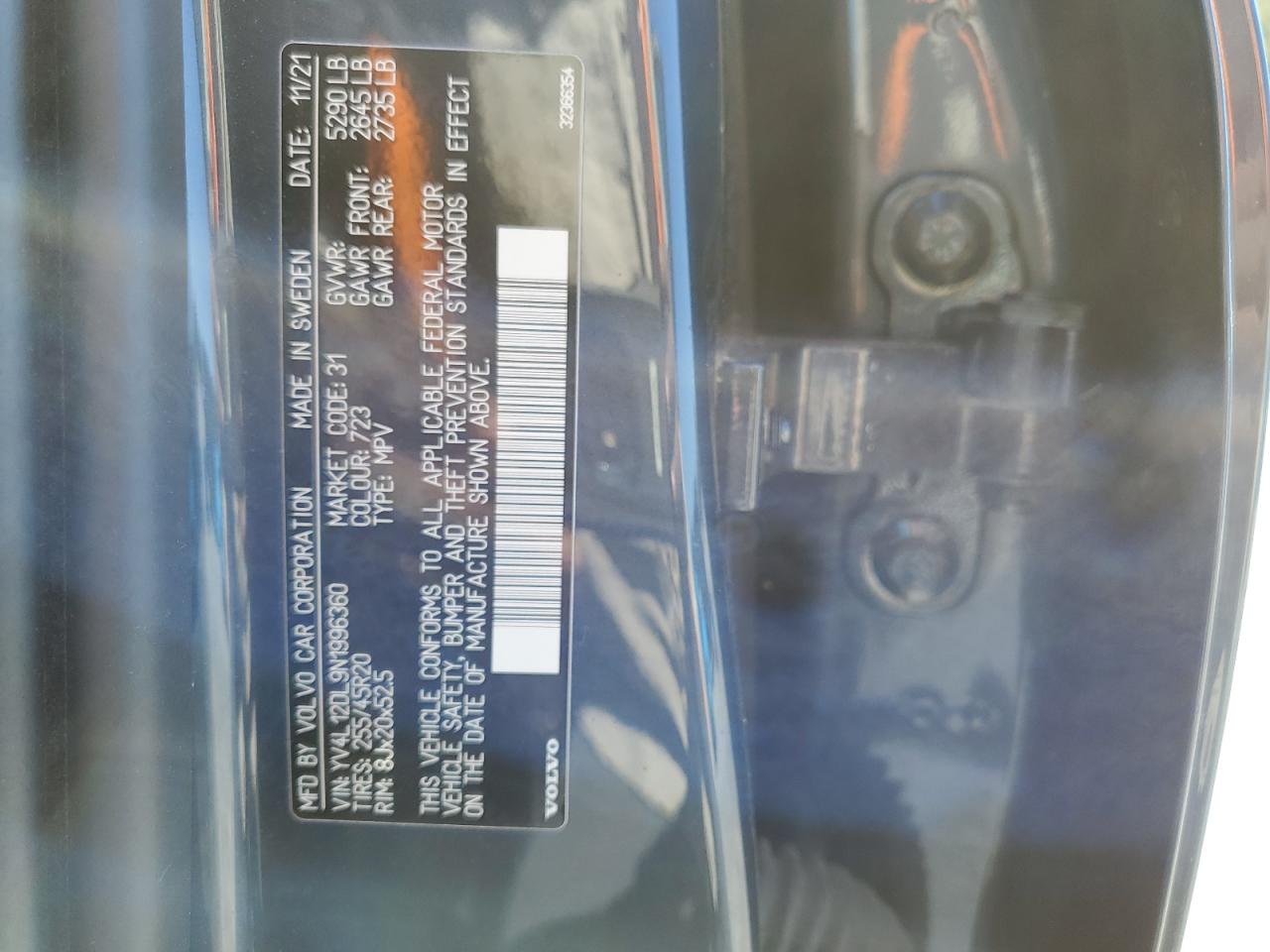 2022 VOLVO XC60 B5 INSCRIPTION VIN:YV4L12DL9N1996360