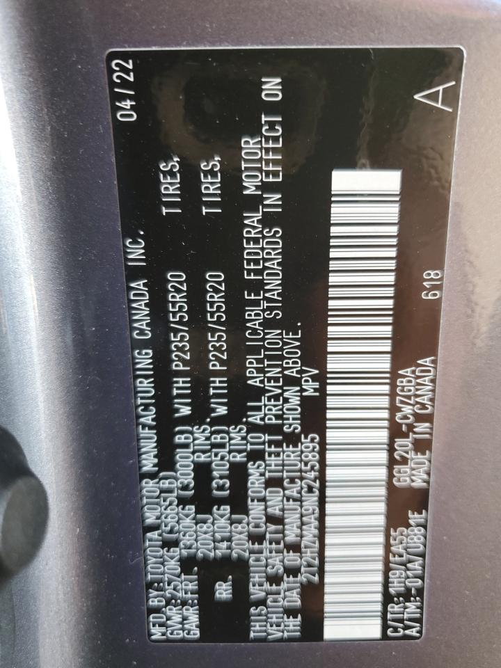 2022 LEXUS RX 350 VIN:2T2HZMAA9NC245895