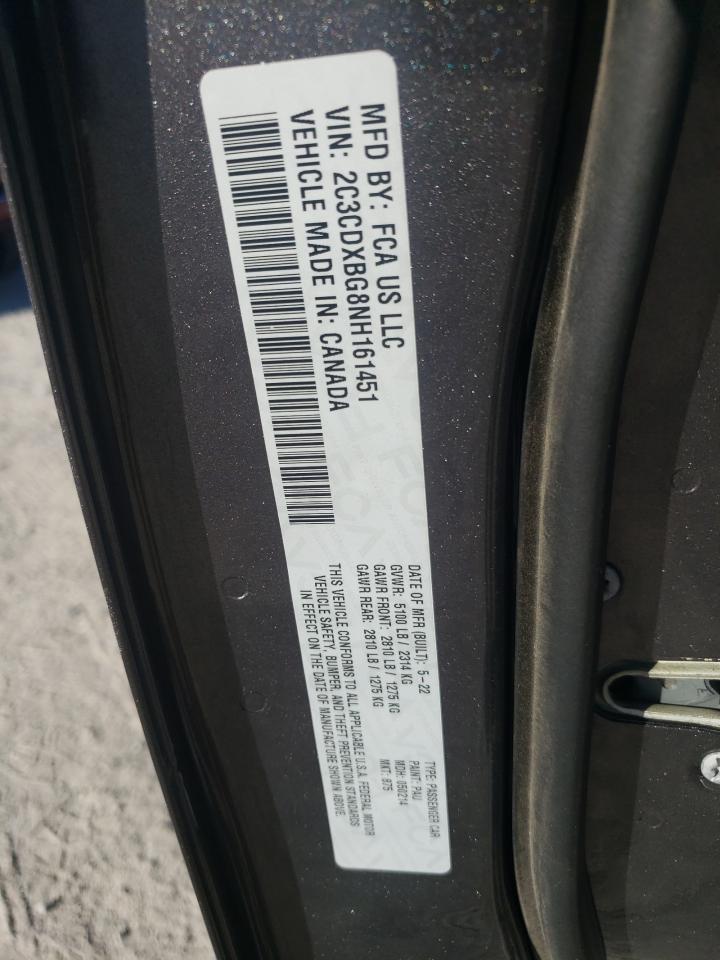 2022 DODGE CHARGER SXT VIN:2C3CDXBG8NH161451