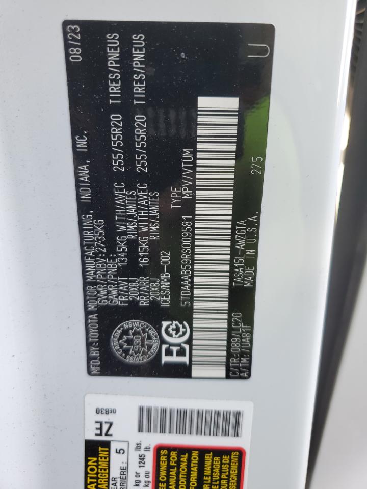 2024 TOYOTA GRAND HIGHLANDER XLE VIN:5TDAAAB59RS009581