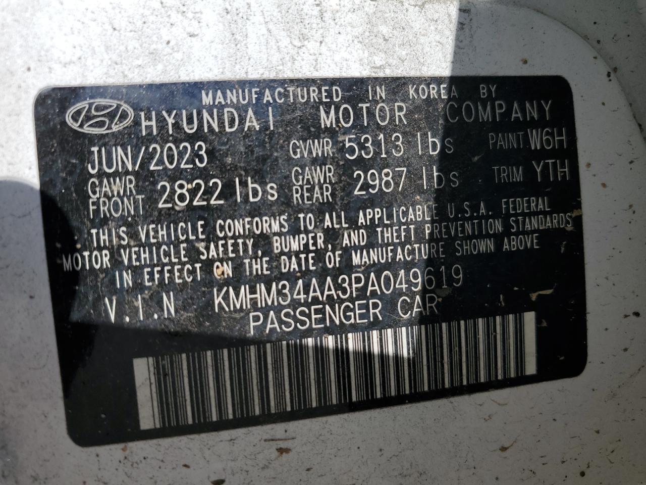 2023 HYUNDAI IONIQ 6 SEL VIN:KMHM34AA3PA049619