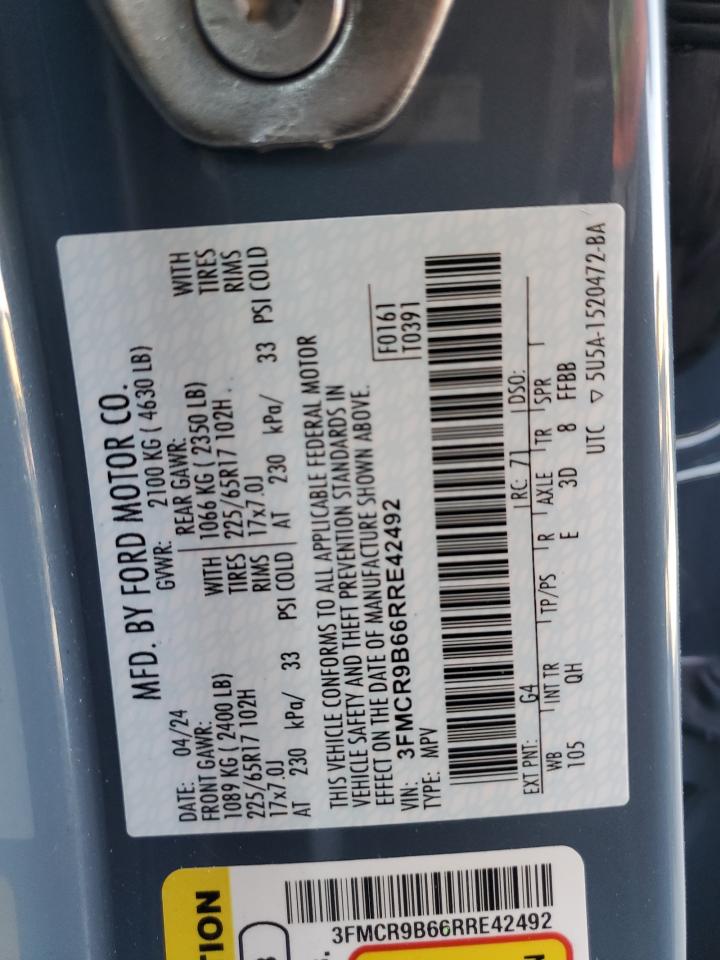2024 FORD BRONCO SPORT BIG BEND VIN:3FMCR9B66RRE42492