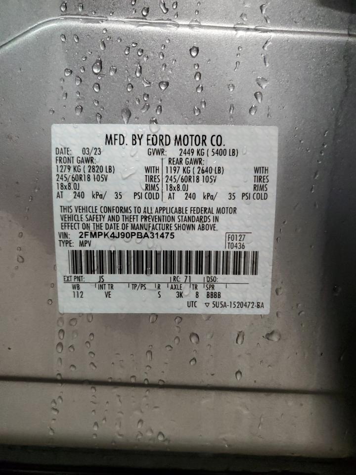 2023 FORD EDGE SEL VIN:2FMPK4J90PBA31475