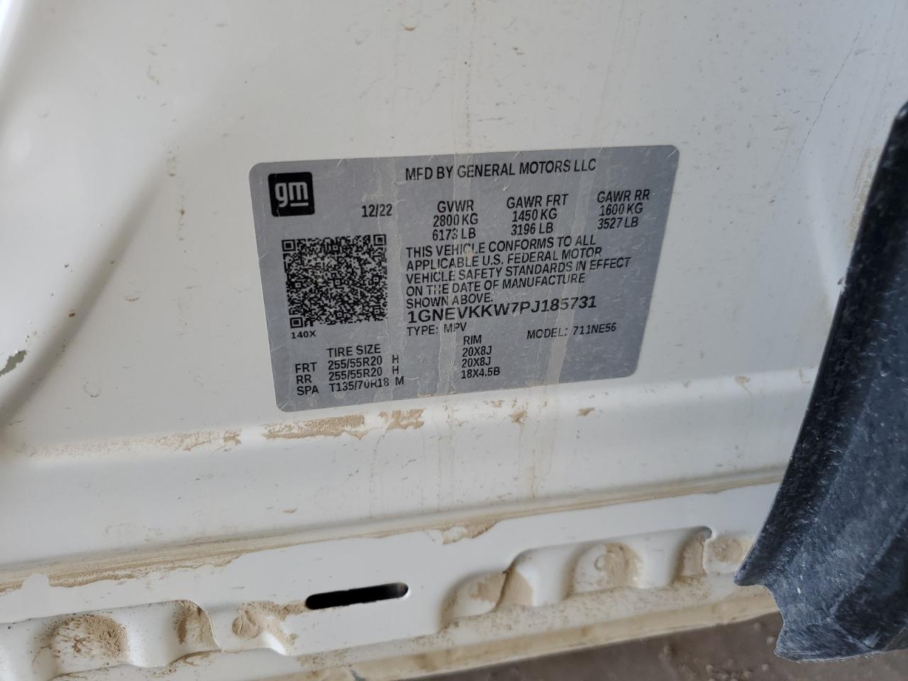 2023 CHEVROLET TRAVERSE PREMIER VIN:1GNEVKKW7PJ185731