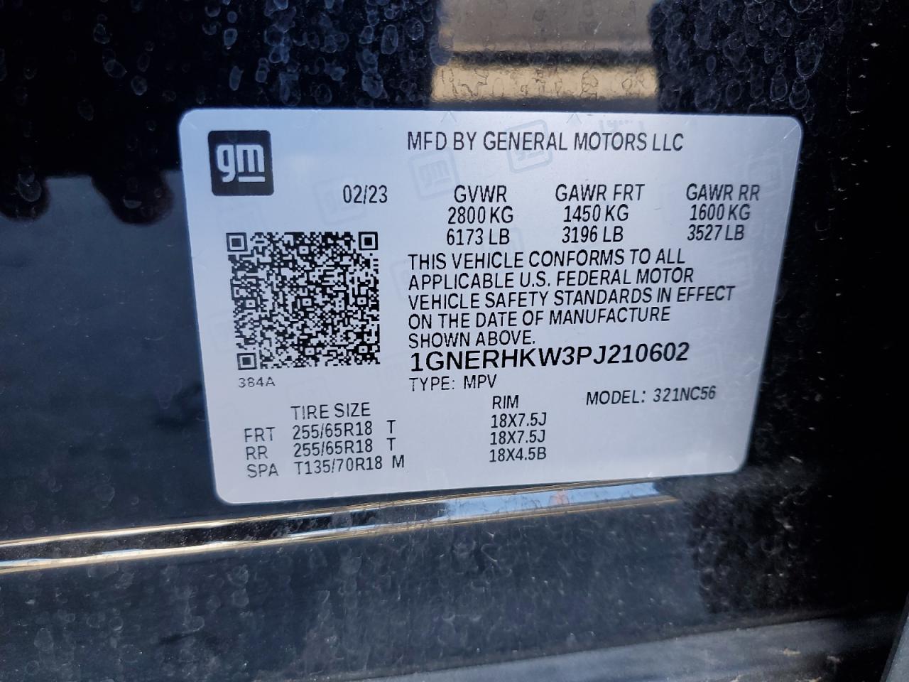 2023 CHEVROLET TRAVERSE LT VIN:1GNERHKW3PJ210602