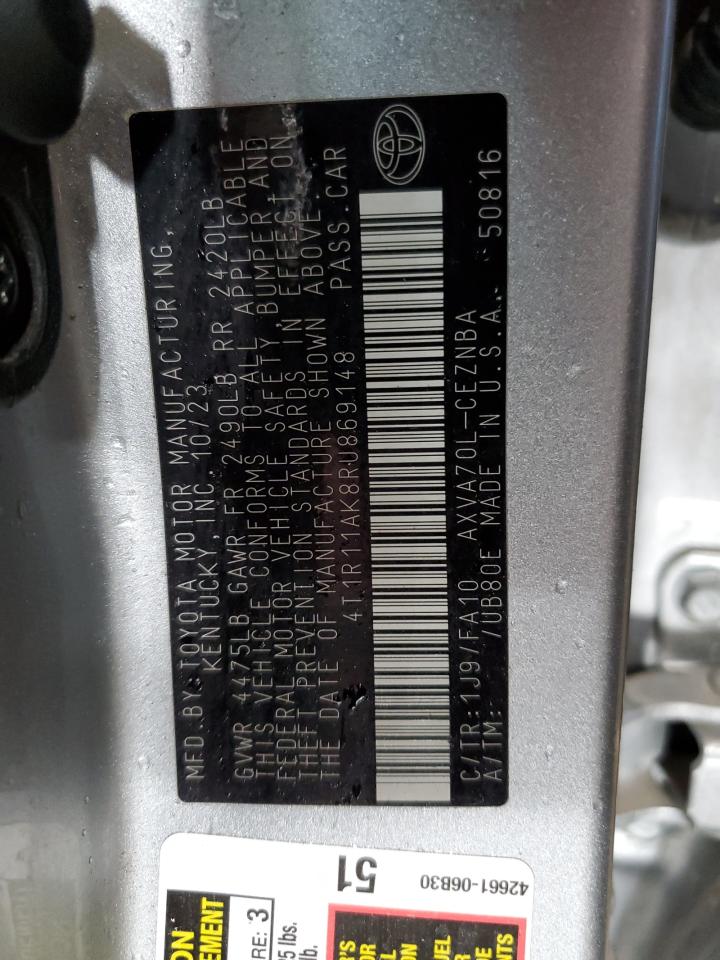 2024 TOYOTA CAMRY LE VIN:4T1R11AK8RU869148