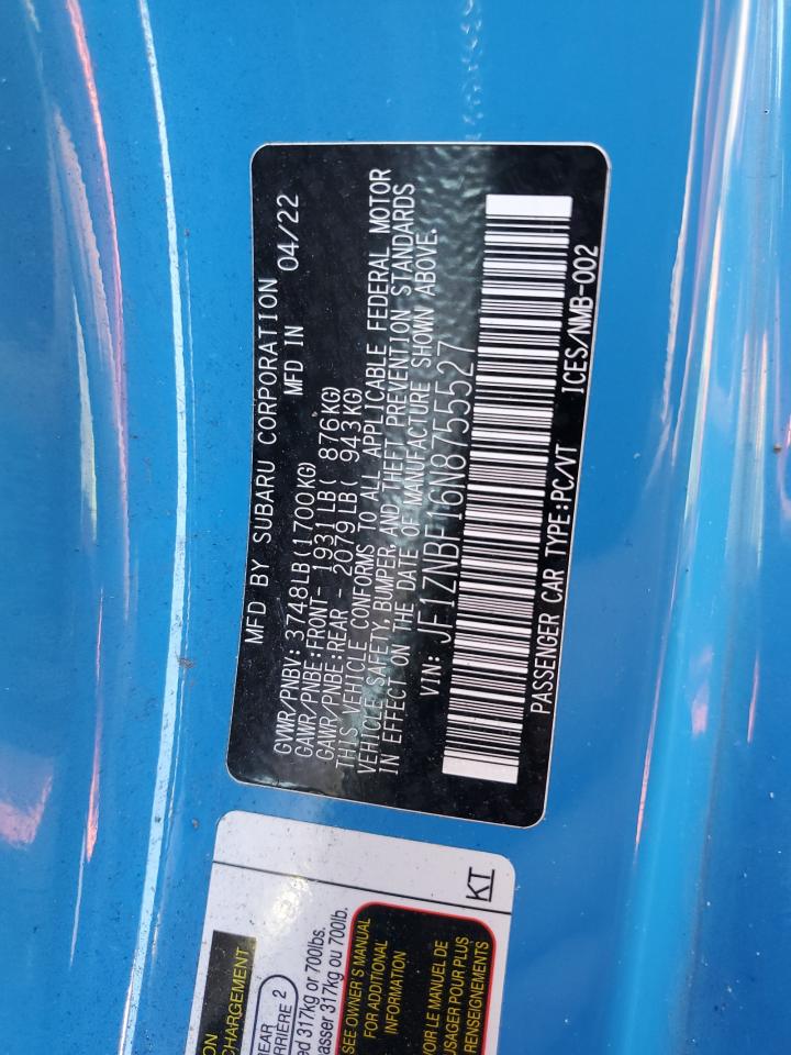 2022 TOYOTA GR 86 PREMIUM VIN:JF1ZNBF16N8755527