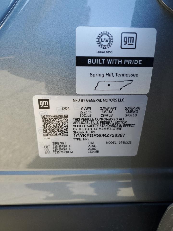 2024 CADILLAC XT6 SPORT VIN:1GYKPGRS0RZ728387