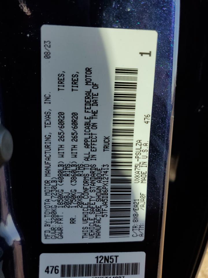 2023 TOYOTA TUNDRA CREWMAX LIMITED VIN:5TFJA5DB6PX127413