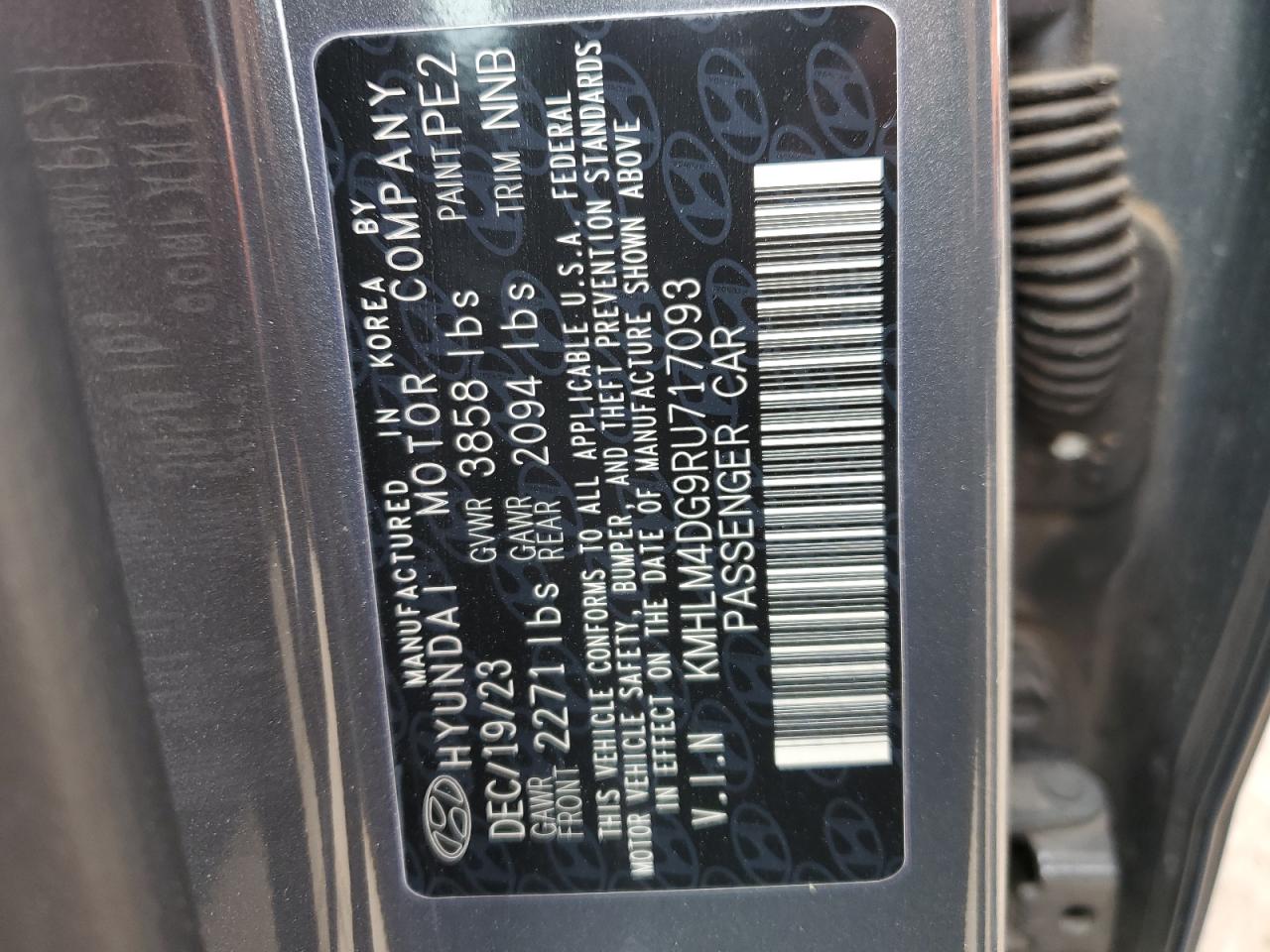 2024 HYUNDAI ELANTRA SEL VIN:KMHLM4DG9RU717093