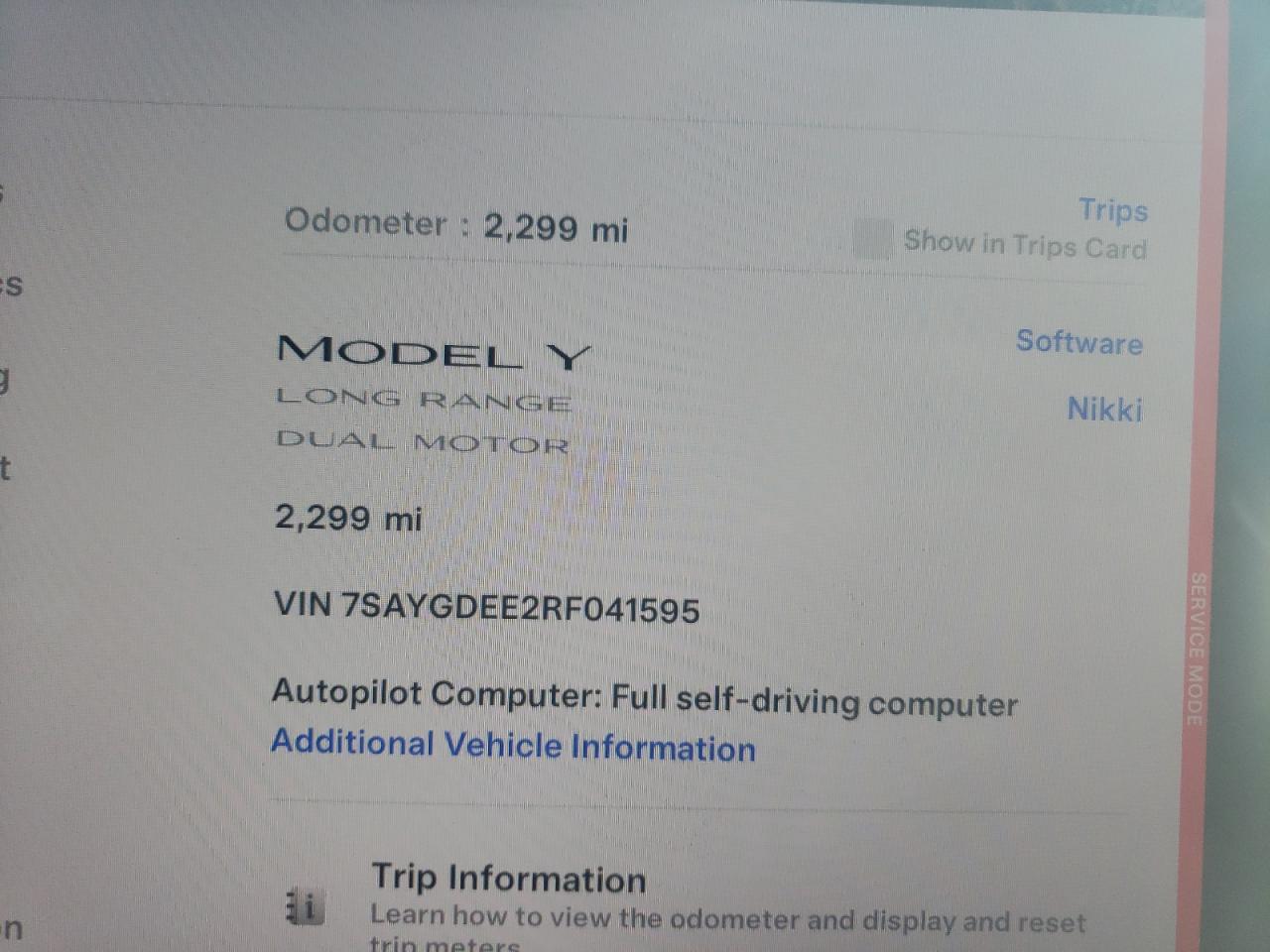 2024 TESLA MODEL Y  VIN:7SAYGDEE2RF041595