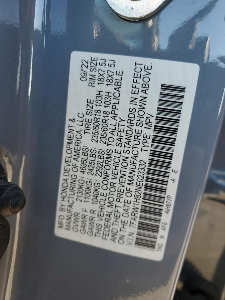 2022 HONDA CR-V EXL VIN:7FARW1H82NE023332