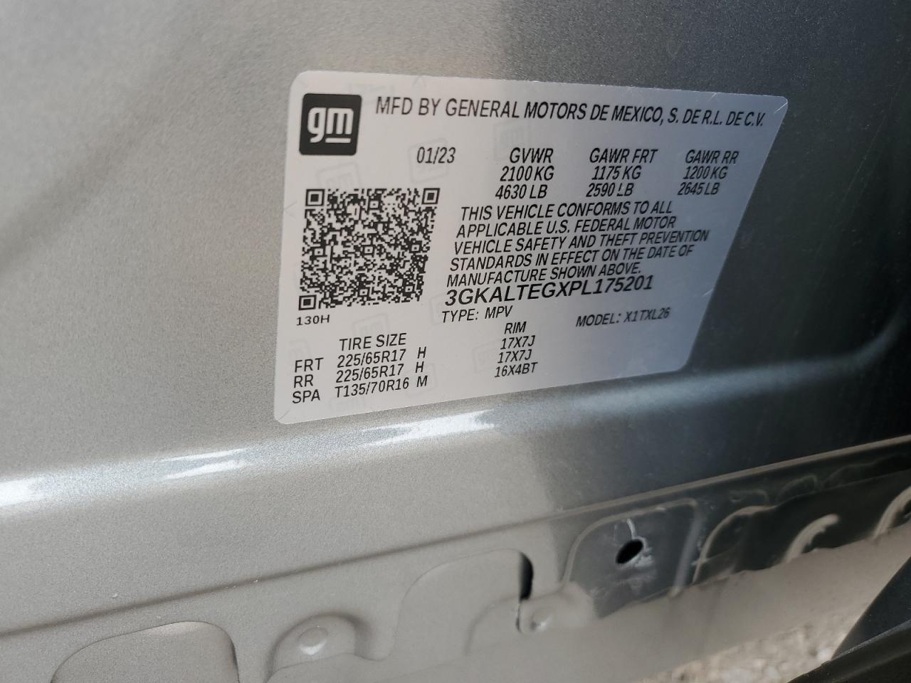 2023 GMC TERRAIN SLE VIN:3GKALTEGXPL175201