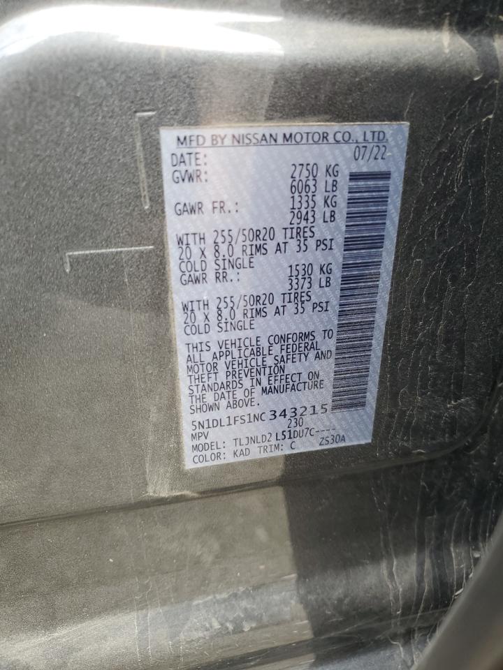 2022 INFINITI QX60 LUXE VIN:5N1DL1FS1NC343215