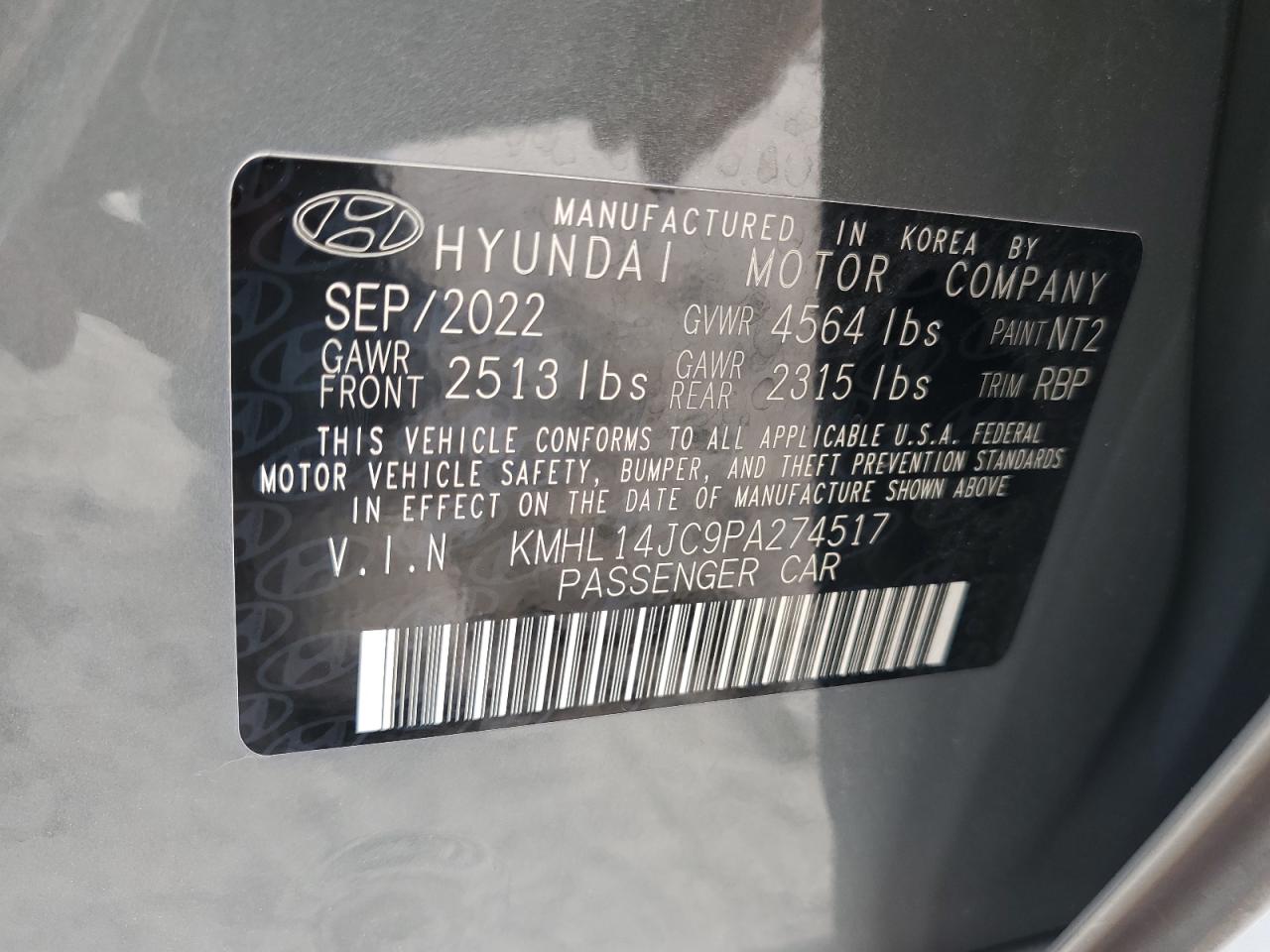 2023 HYUNDAI SONATA N LINE VIN:KMHL14JC9PA274517