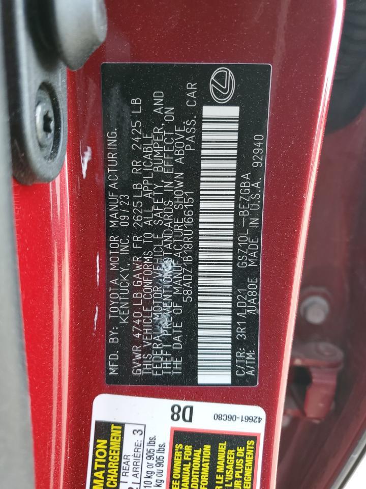 2024 LEXUS ES 350 BASE VIN:58ADZ1B18RU166151