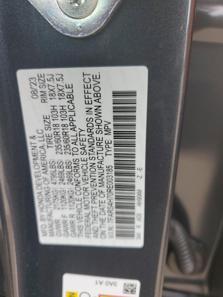 2024 HONDA CR-V EXL VIN:7FARS4H70RE003185