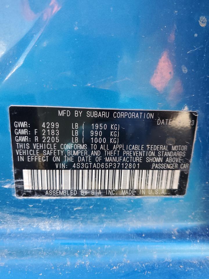 2023 SUBARU IMPREZA PREMIUM VIN:4S3GTAD65P3712801