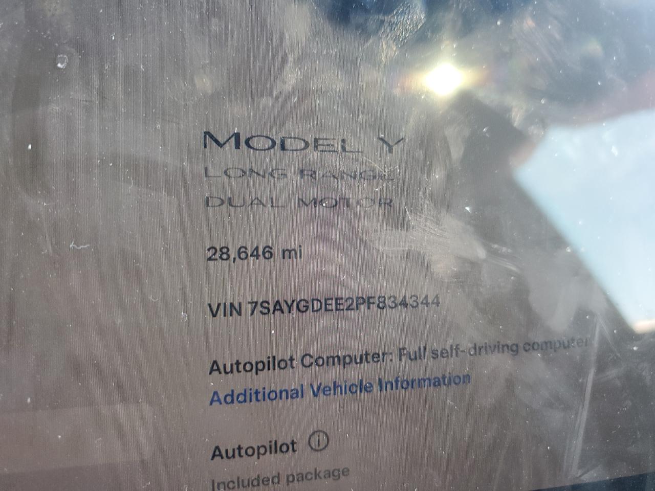 2023 TESLA MODEL Y  VIN:7SAYGDEE2PF834344