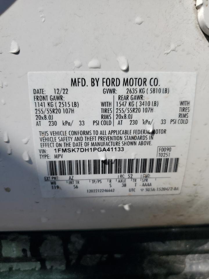 2023 FORD EXPLORER XLT VIN:1FMSK7DH1PGA41133