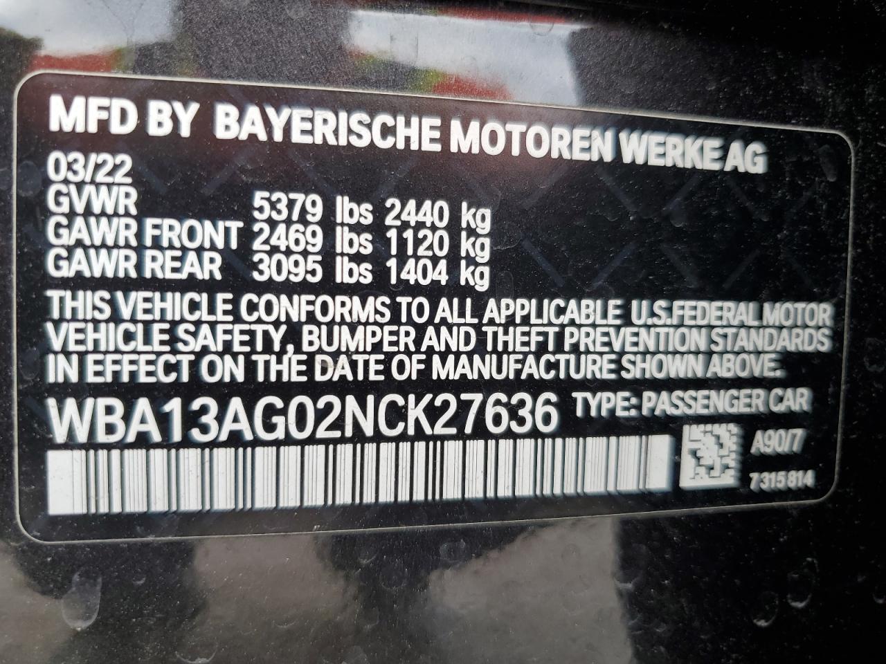 2022 BMW 530E  VIN:WBA13AG02NCK27636
