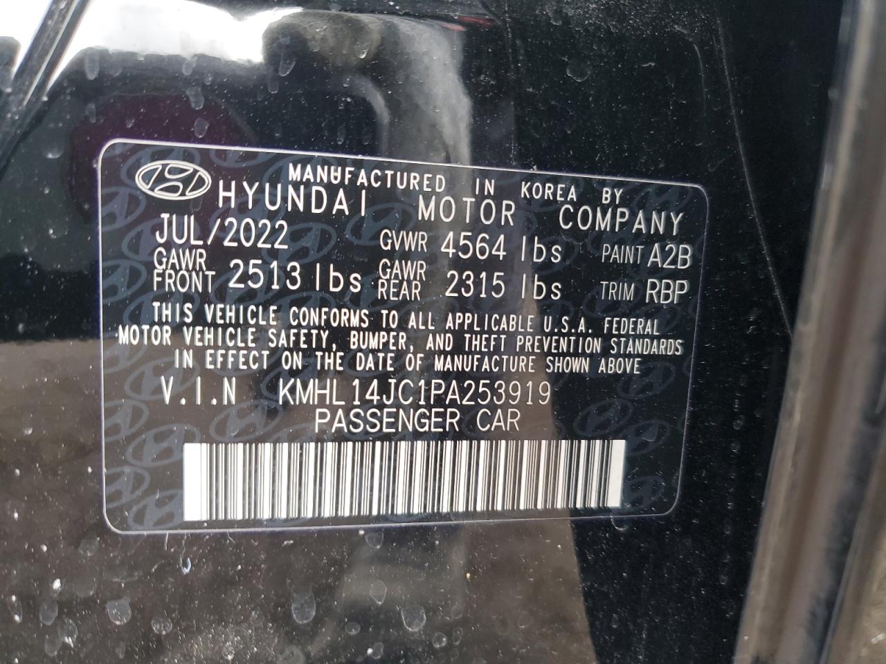 2023 HYUNDAI SONATA N LINE VIN:KMHL14JC1PA253919