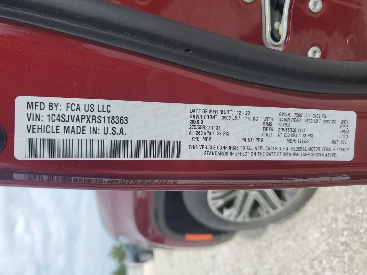 2024 JEEP WAGONEER SERIES I VIN:1C4SJVAPXRS118363