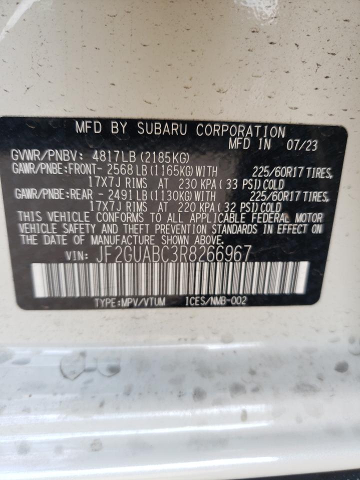 2024 SUBARU CROSSTREK  VIN:JF2GUABC3R8266967