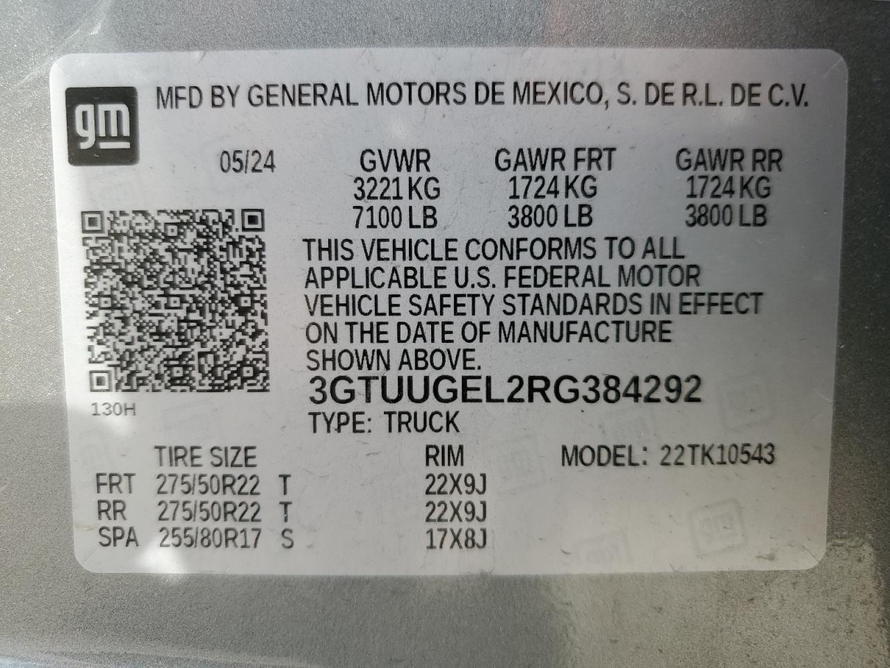 2024 GMC SIERRA K1500 DENALI VIN:3GTUUGEL2RG384292