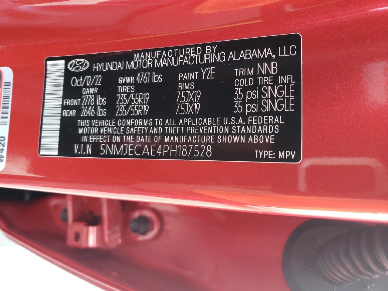 2023 HYUNDAI TUCSON LIMITED VIN:5NMJECAE4PH187528