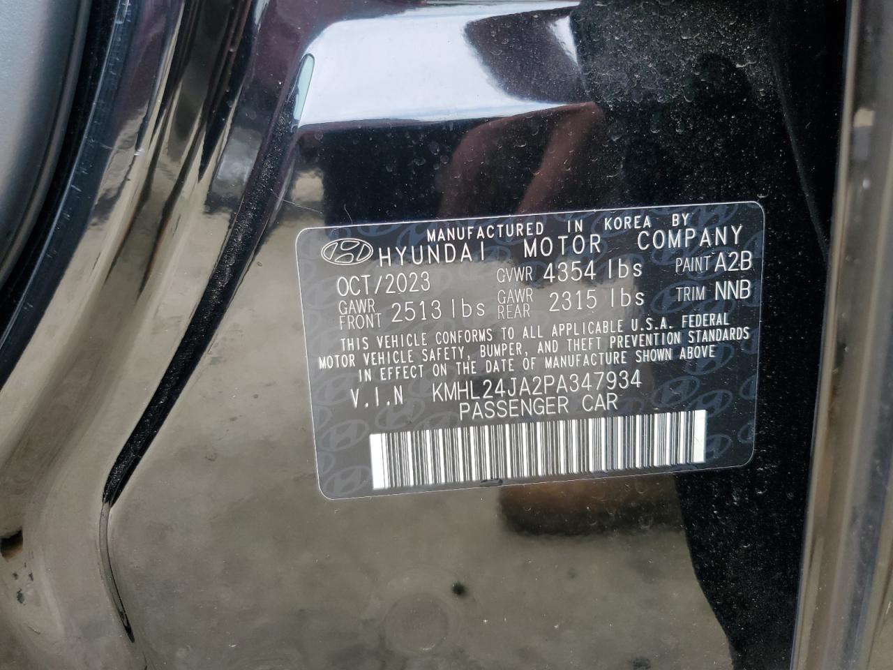 2023 HYUNDAI SONATA SE VIN:KMHL24JA2PA347934