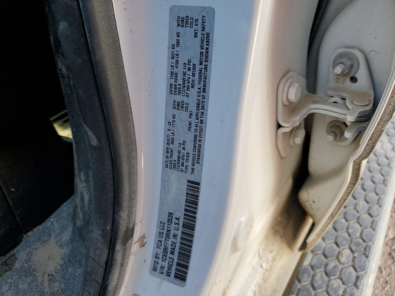 2024 RAM 1500 BIG HORN/LONE STAR VIN:1C6SRFFT0RN110539