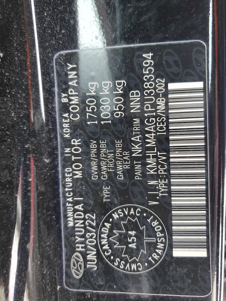 2023 HYUNDAI ELANTRA SEL VIN:KMHLM4AG1PU383594