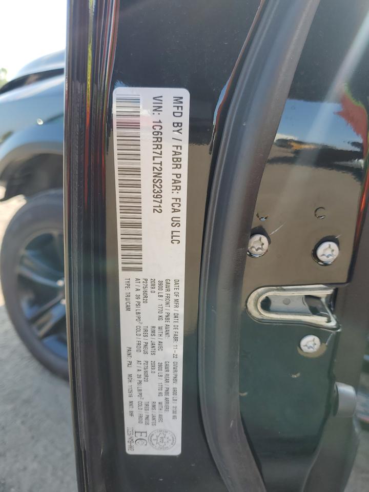 2022 RAM 1500 CLASSIC SLT VIN:1C6RR7LT2NS239712