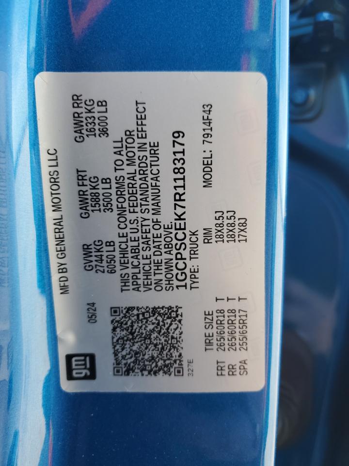 2024 CHEVROLET COLORADO LT VIN:1GCPSCEK7R1183179