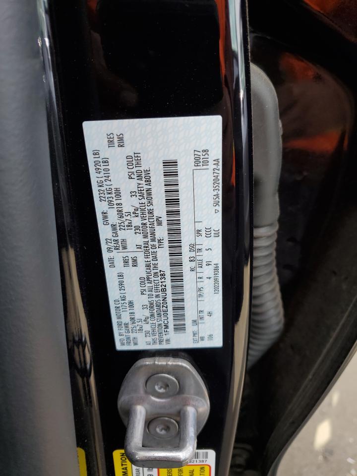 2022 FORD ESCAPE HYB VIN:1FMCU0EZ0NUB21387