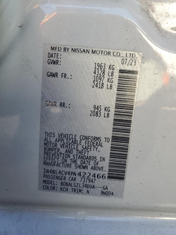 2023 NISSAN ALTIMA SR VIN:1N4BL4CV4PN422466