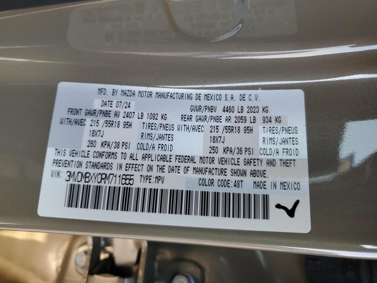 2024 MAZDA CX-30 CARBON TURBO VIN:3MVDMBXY0RM711655