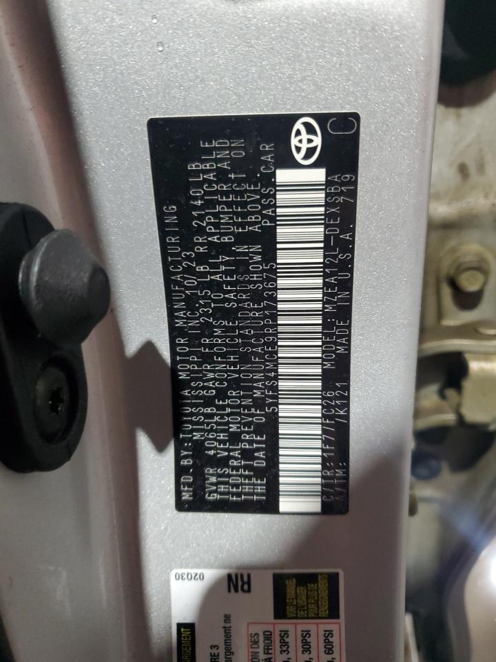 2024 TOYOTA COROLLA SE VIN:5YFS4MCE9RP173675