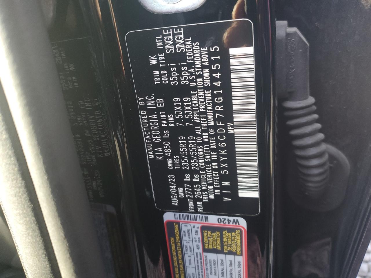 2024 KIA SPORTAGE X LINE VIN:5XYK6CDF7RG144515