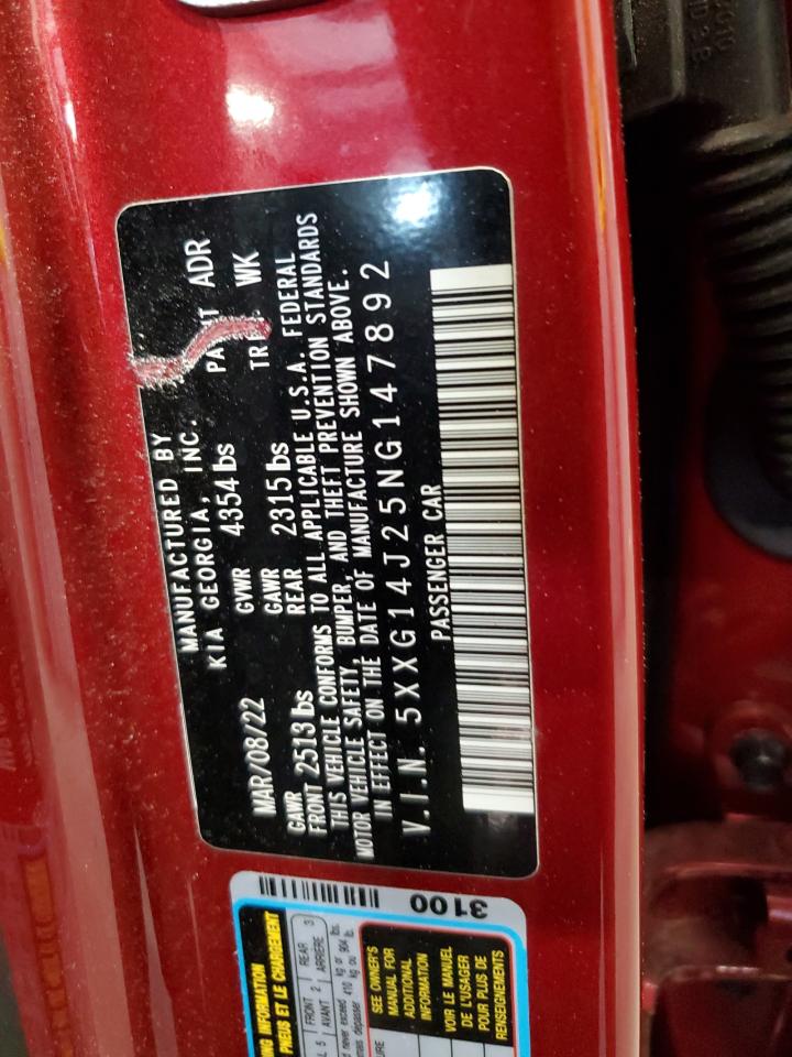 2022 KIA K5 LXS VIN:5XXG14J25NG147892