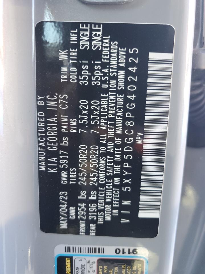 2023 KIA TELLURIDE SX VIN:5XYP5DGC8PG402425