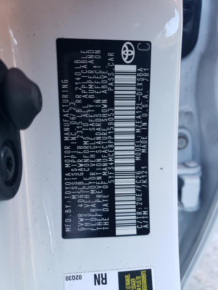 2023 TOYOTA COROLLA SE VIN:5YFS4MCE8PP159053