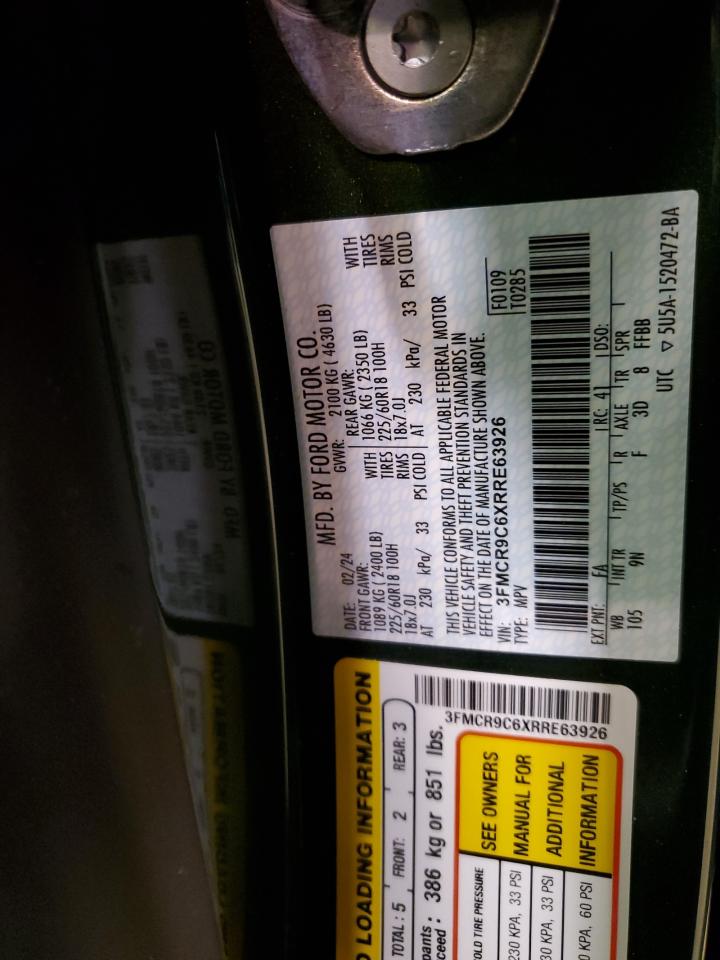 2024 FORD BRONCO SPORT OUTER BANKS VIN:3FMCR9C6XRRE63926