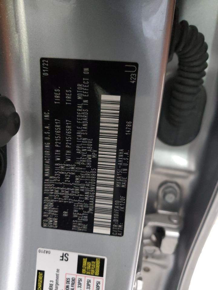 2022 TOYOTA COROLLA CROSS L VIN:7MUAAABG9NV008805